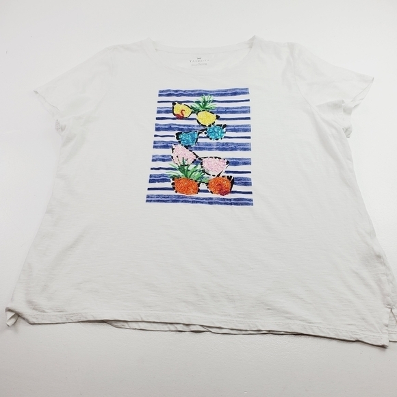Tops - Talbots Women White T-Shirt Size XL Short Sleeves